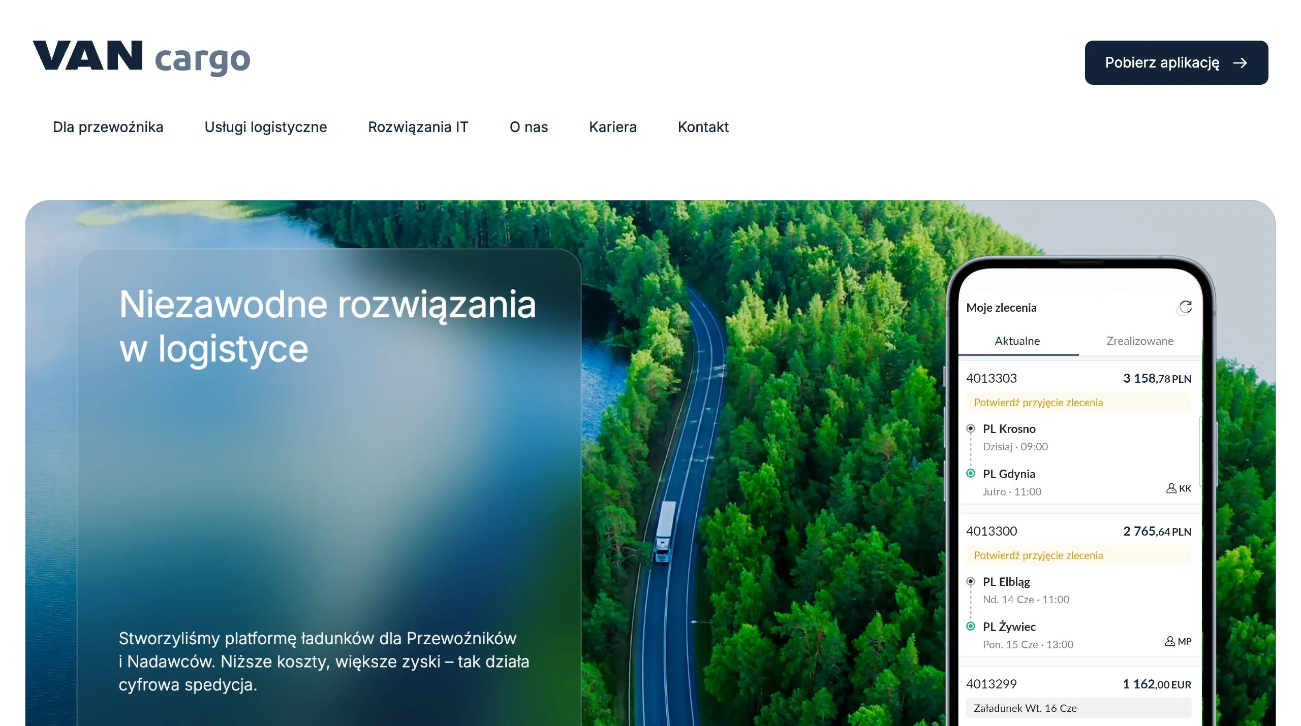 VAN Cargo website